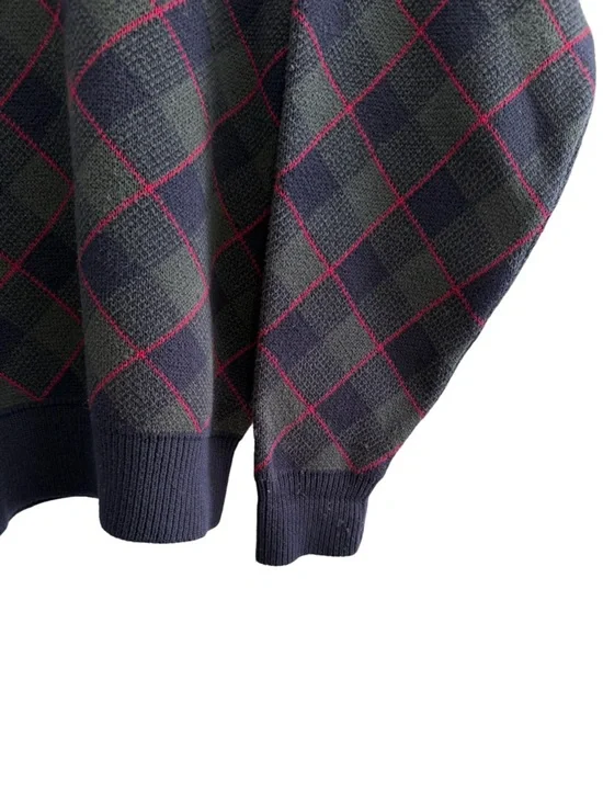 Woods & Gray Argyle Sweater Navy Green Red Estimated Size Large Oversized Fit - Picture 7 of 8